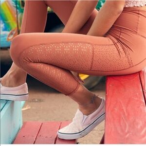 Aerie Chill Play Move Terracotta Orange Eyelet Leggings